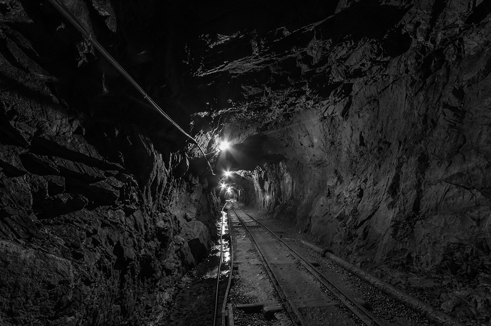 A tunnel in a mine. Photo.